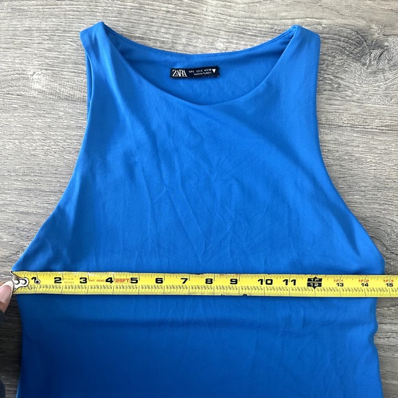 Zara High Neck Blue Bodysuit Size L - Picture 2 of 6